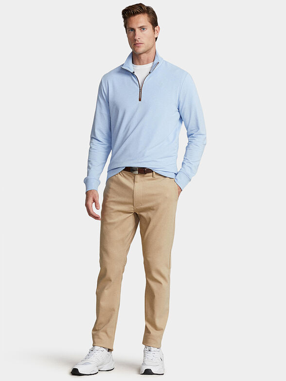 Cotton blend trousers in beige - 4