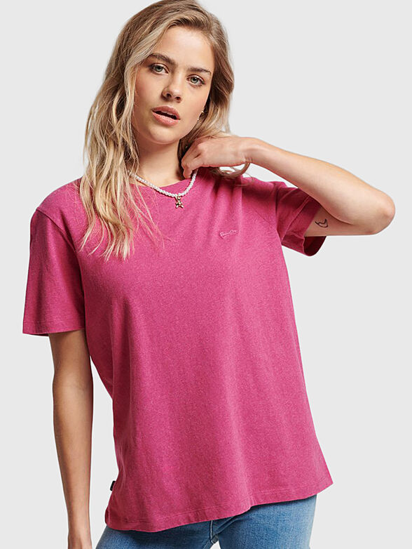 VINTAGE cotton T-shirt with embroidered logo - 1