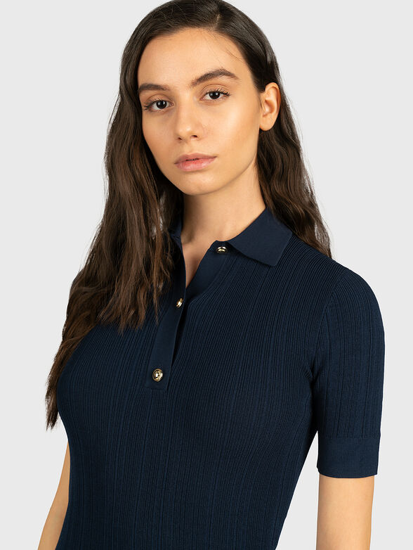 Blue knit polo-shirt - 2