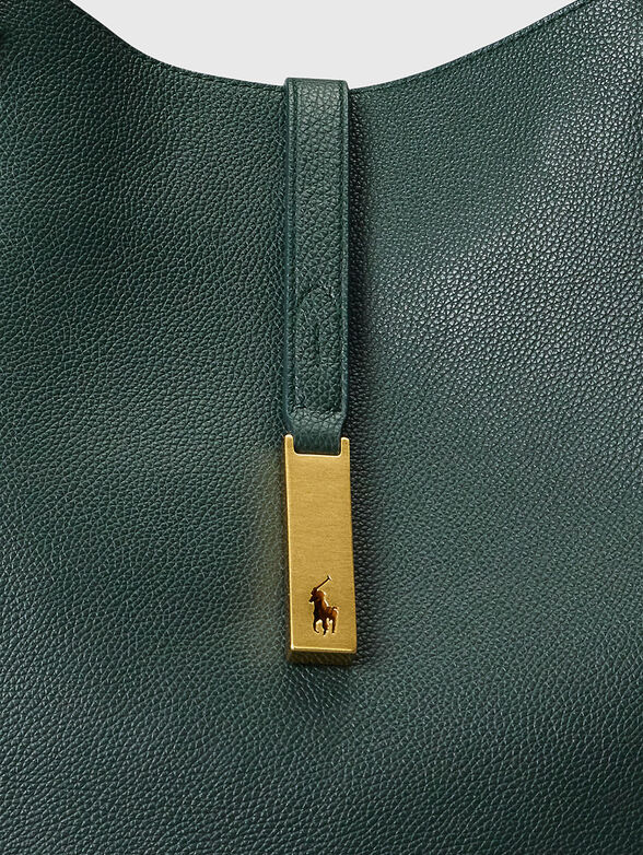 Green leather tote bag - 5