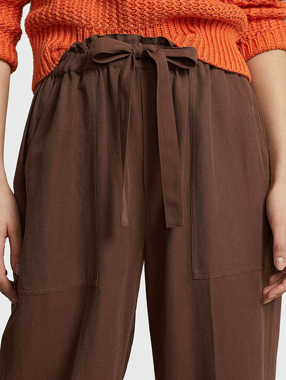 Silk blend trousers with laces - 3