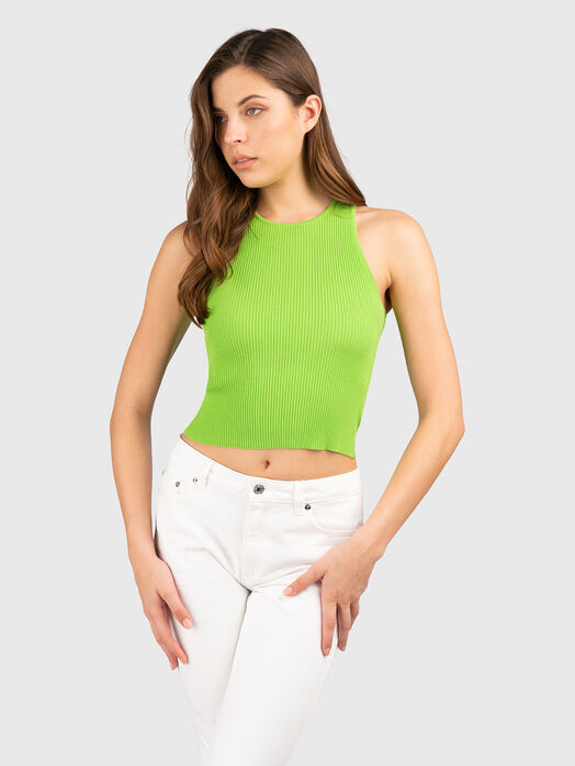 Cropped viscose blend tank top