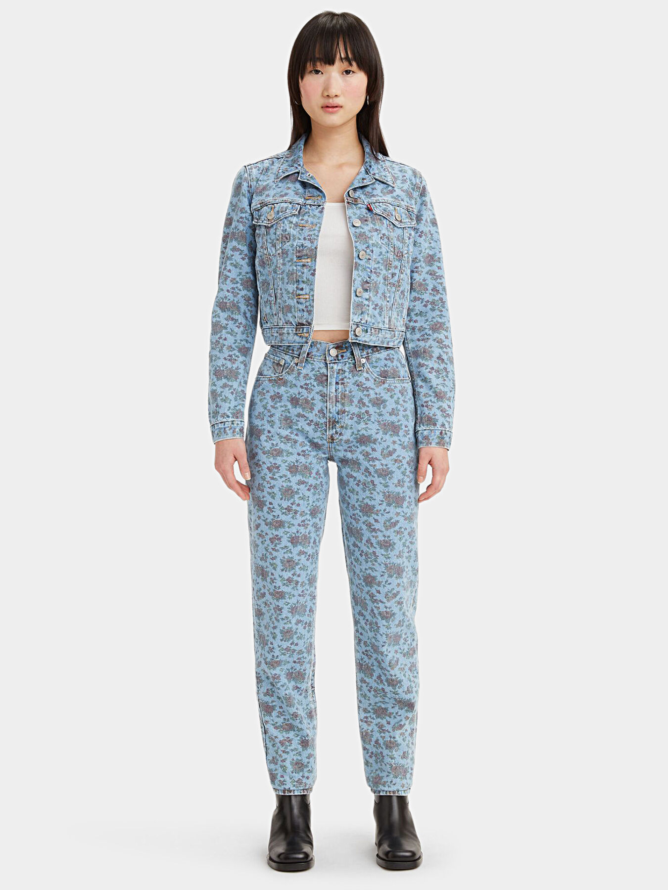 Levi's floral jeans discount
