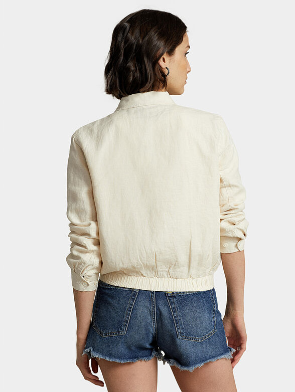 Linen jacket with zip and logo embroidery - 3