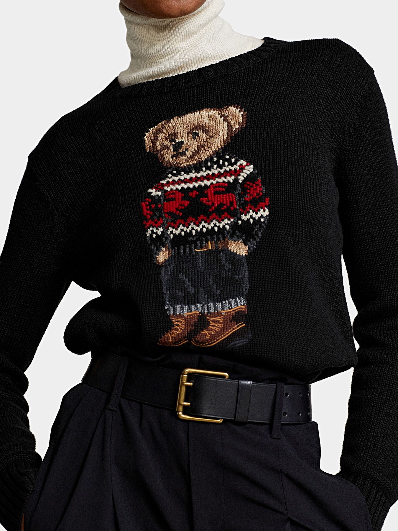 All black polo sweater clearance