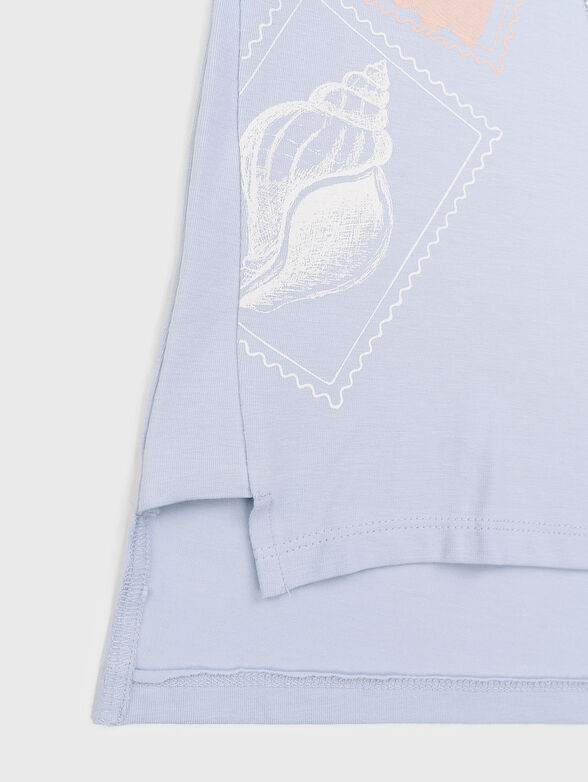 Blue T-shirt with sequins and embroidery - 3