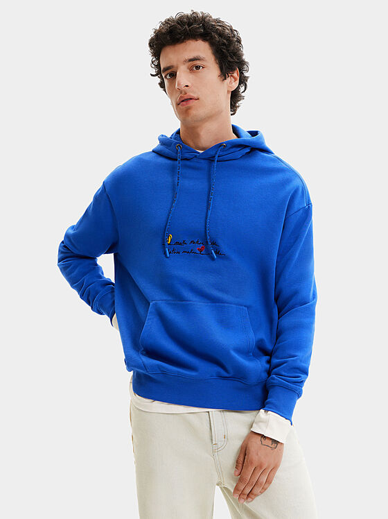 Blue sweatshirt with accent back - 1