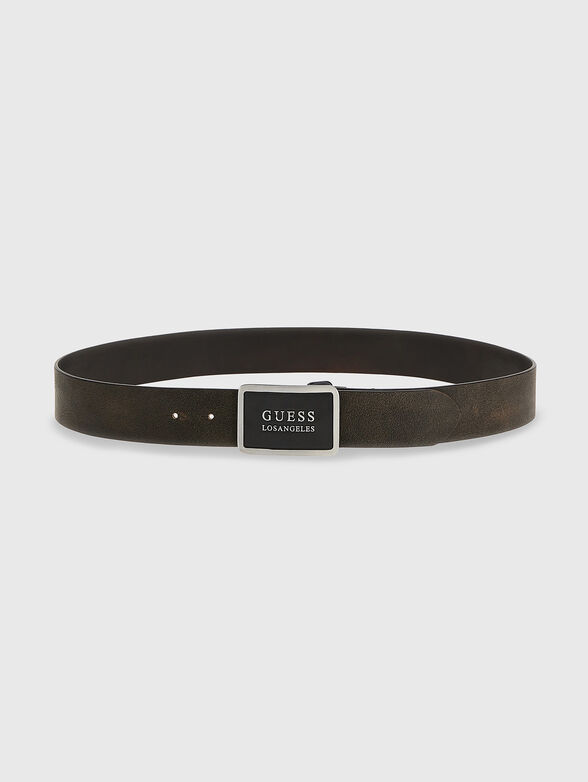 Leather belt with logo buckle - 2