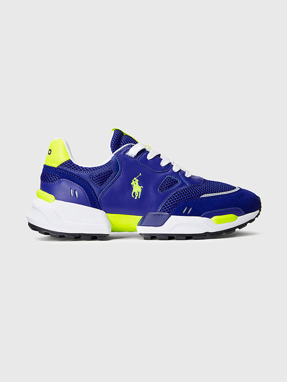 Blue sports shoes with neon accents - 1