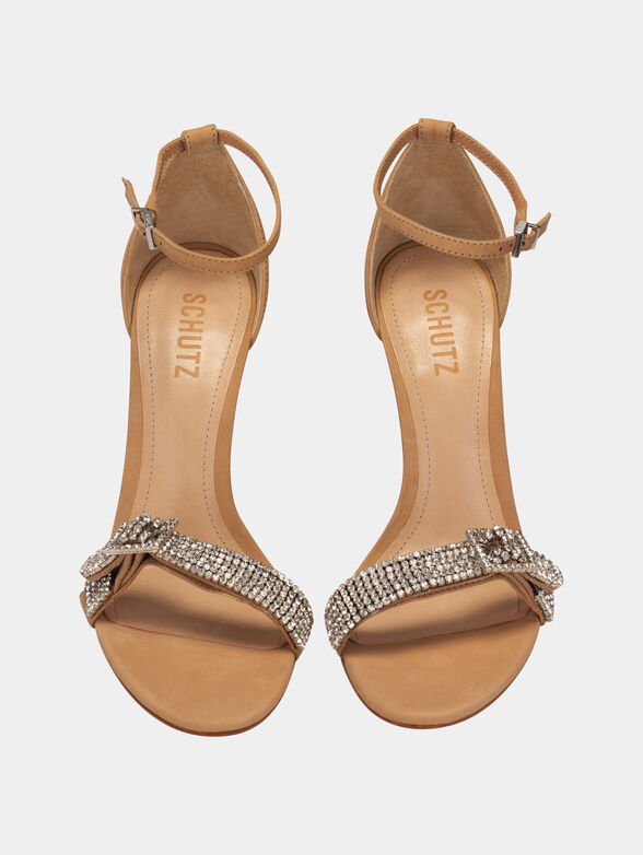 Sandals in beige color with rhinestones  - 6