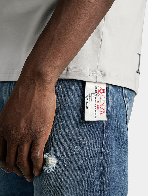 Grey cotton T-shirt with print and logo details - 2