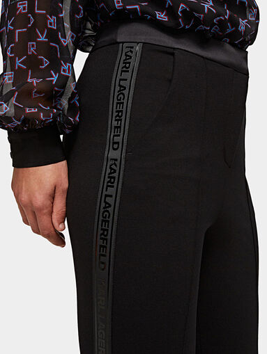 Black punto trousers with branded tapes - 4
