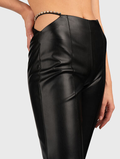 Eco leather trousers with cut-out detail - 3