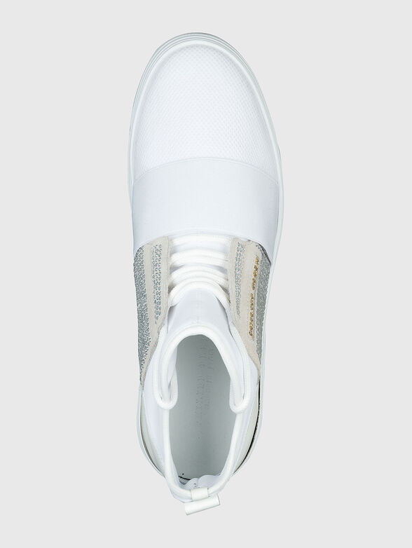 Leather sneakers with rhinestones - 4
