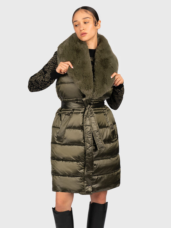 Padded vest with faux fur collar - 1