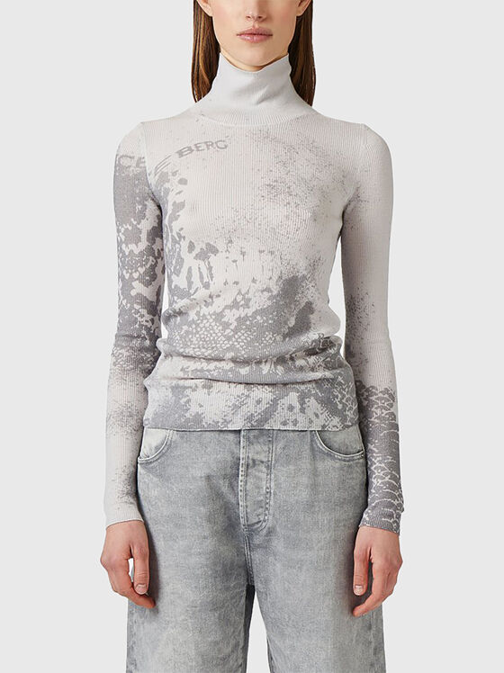 Вълнен пуловер с висока яка - 1