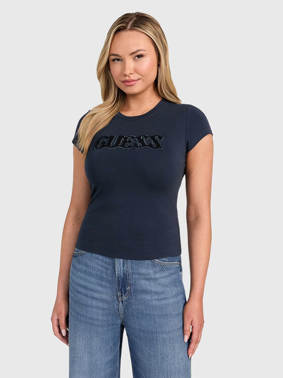 Тениска с лого и апликирани кристали  - 1