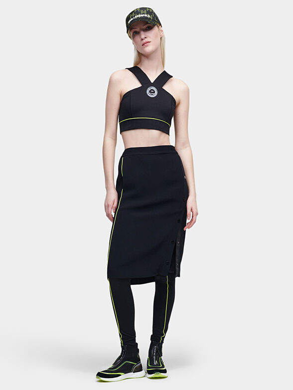Black skirt with contrast edging and slit - 1