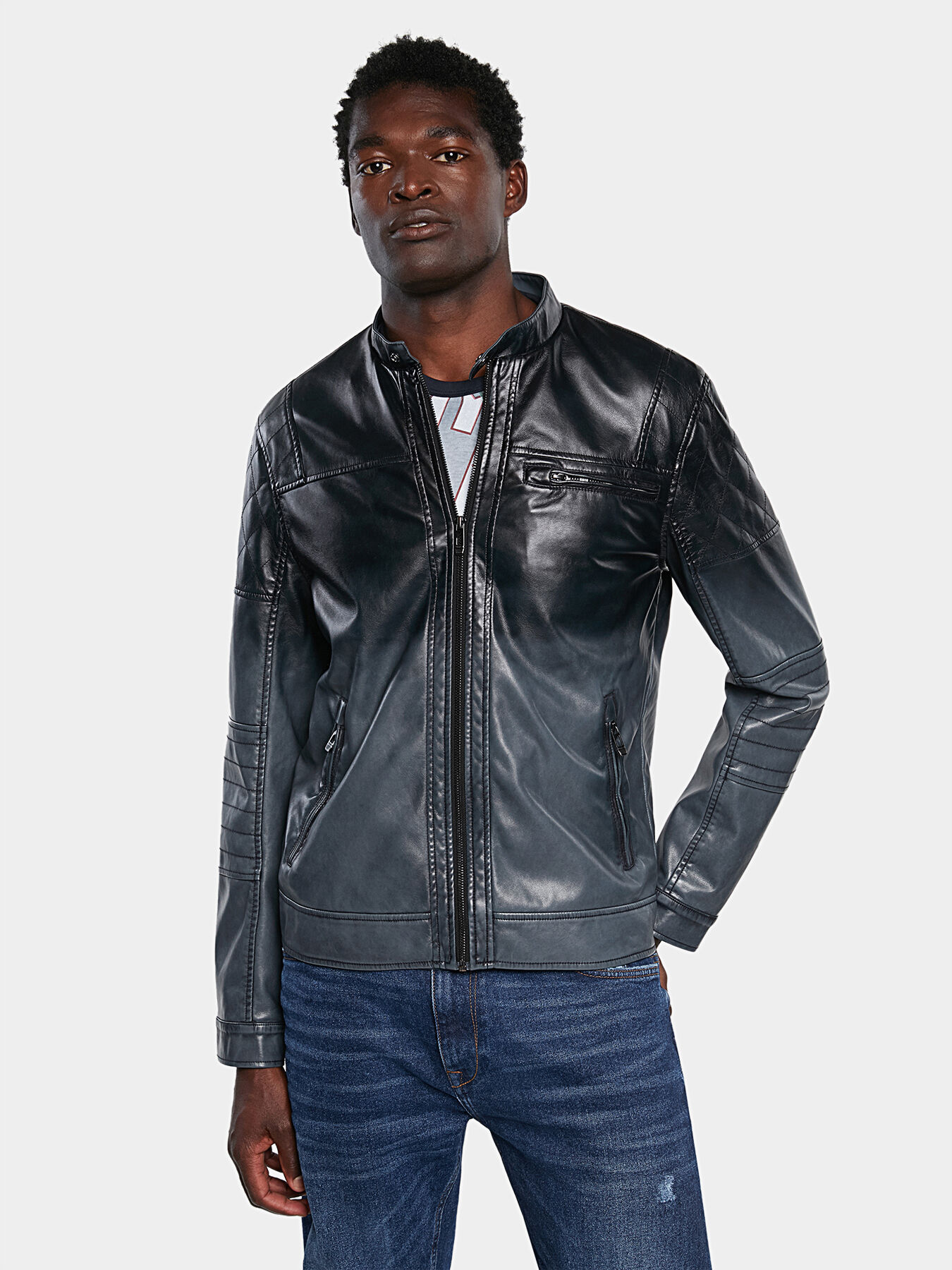 MARCELO Leather jacket with ombre effect brand DESIGUAL Globalbrandsstore en
