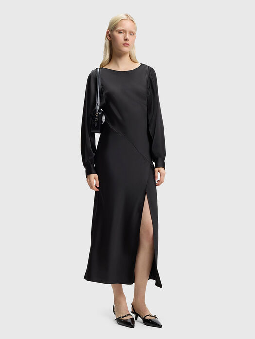 KAWINE midi satin dress with slit