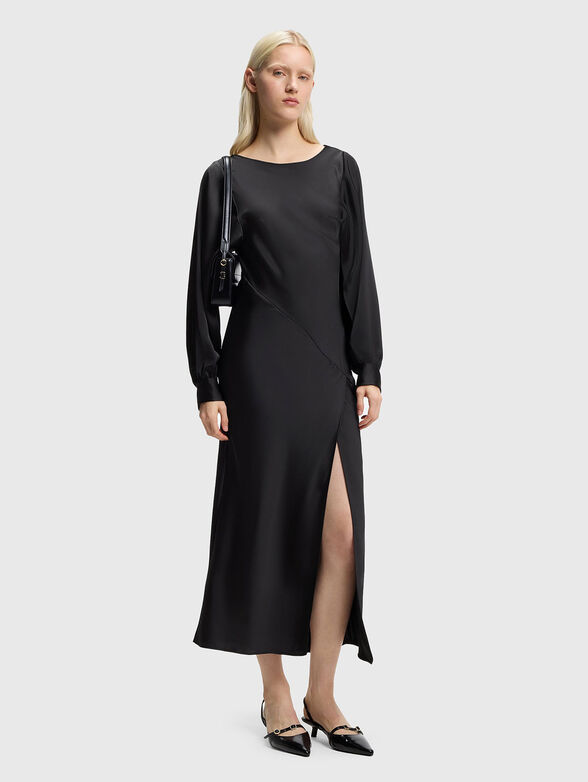 KAWINE midi satin dress with slit - 1