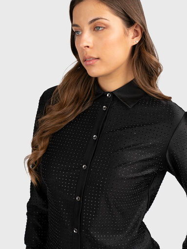 ELIANA slim shirt with  applied rhinestones  - 4