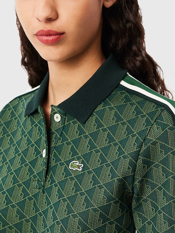 Dark blue polo shirt with monogram print - 4