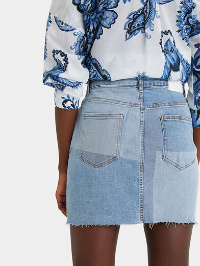 Short denim skirt with embroidery - 6