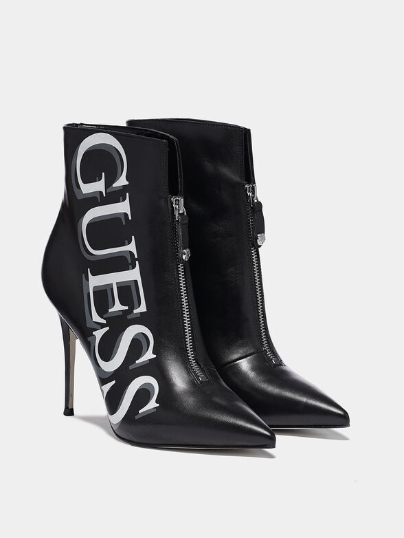 ORBIT Black leather ankle boots with maxi logo - 2