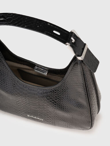 Leather hobo bag with croco effect - 5