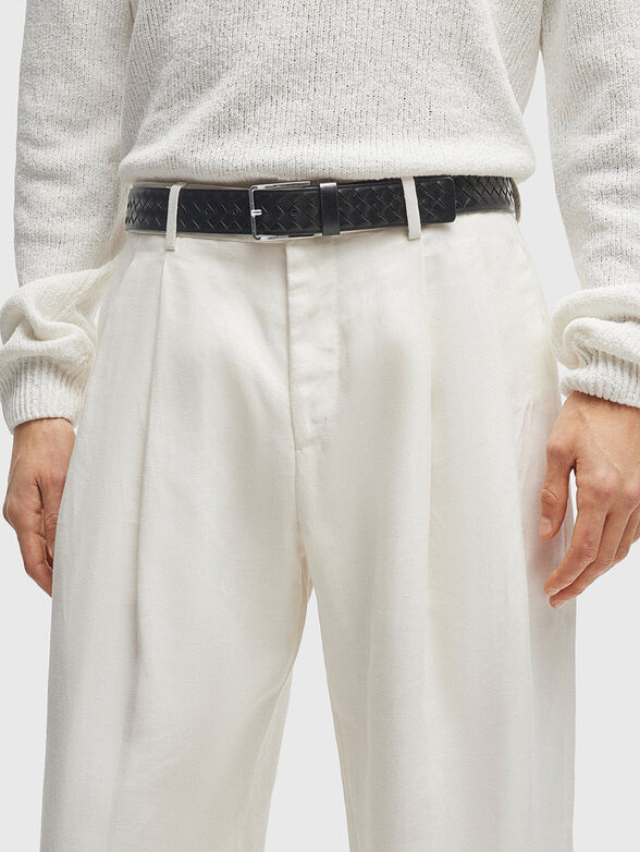 CARY black leather belt with braided texture - 2