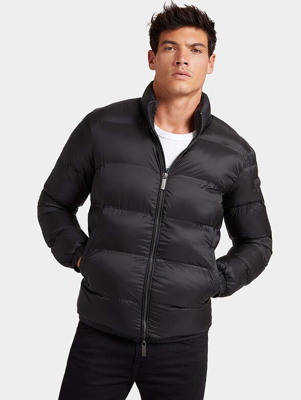 Black high-neck padded down jacket - 1