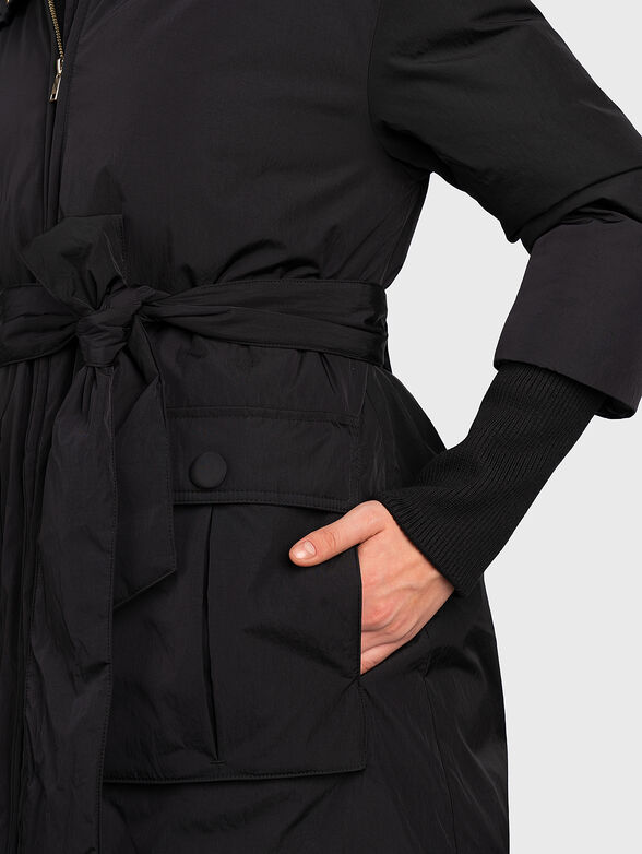 Long padded jacket with belt - 5