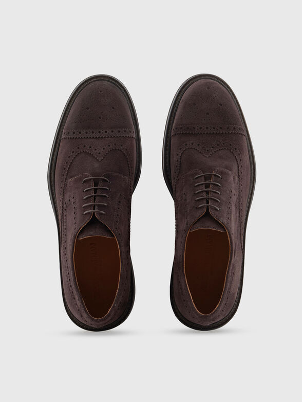 Suede Derby shoes with brogue perforations - 6