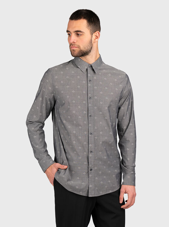 Grey shirt with monogram logo pattern - 1