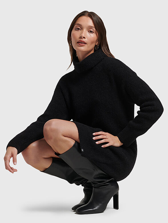 Knitted mini dress with turtleneck collar - 3
