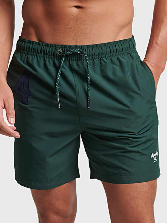 VINTAGE POLO blue beach shorts with embroidery - 1