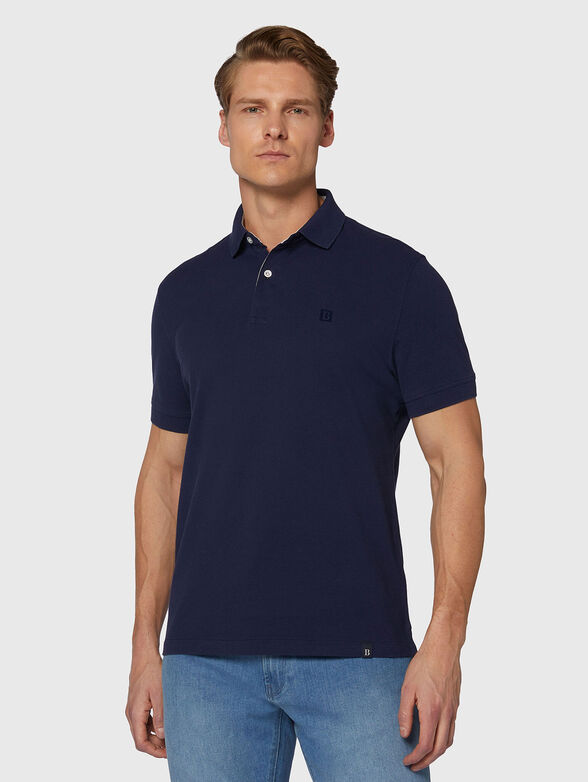 Cotton polo shirt in dark blue - 1