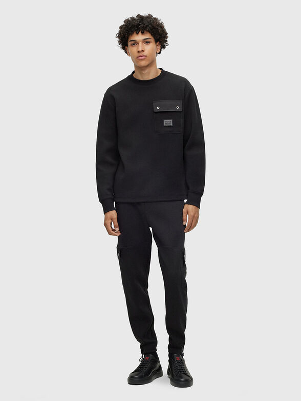 Cotton blend sweatshirt with accent pocket - 2