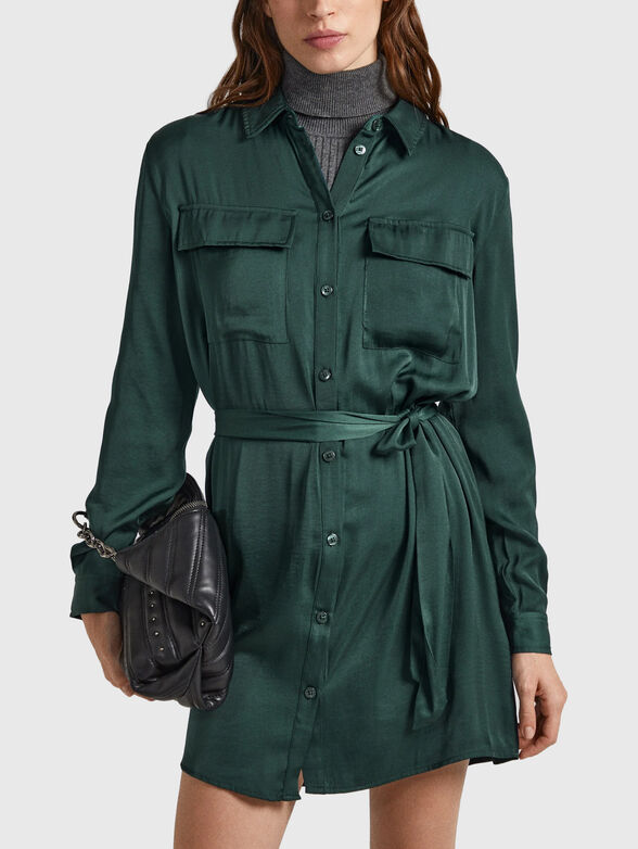 Mini dress type shirt in dark blue color - 1