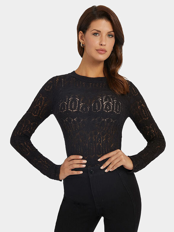 NATHALIE black sweater in macrame style - 1