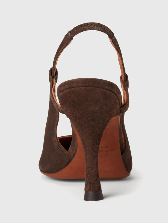 Dark brown leather shoes on heel - 3