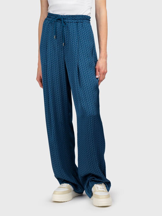 Сатенен панталон с връзки на талията - 1