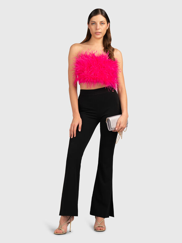 Black bandeau top with feathers - 2