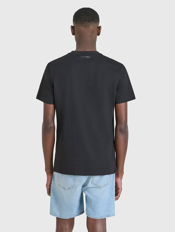 Black cotton t-shirt with print - 2