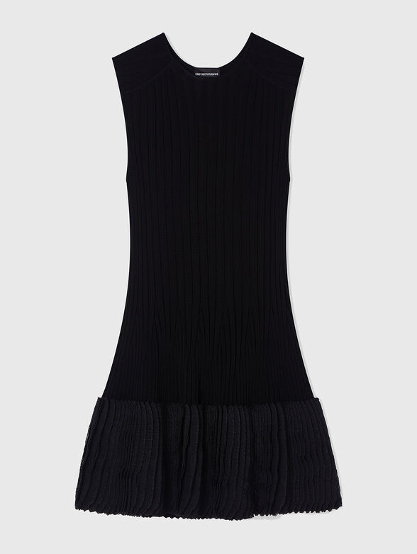 ribbed knit dress with pleated detail - 1