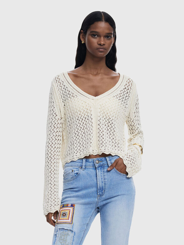 Knitted V-neck sweater - 0