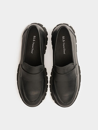 Black leather loafers - 5