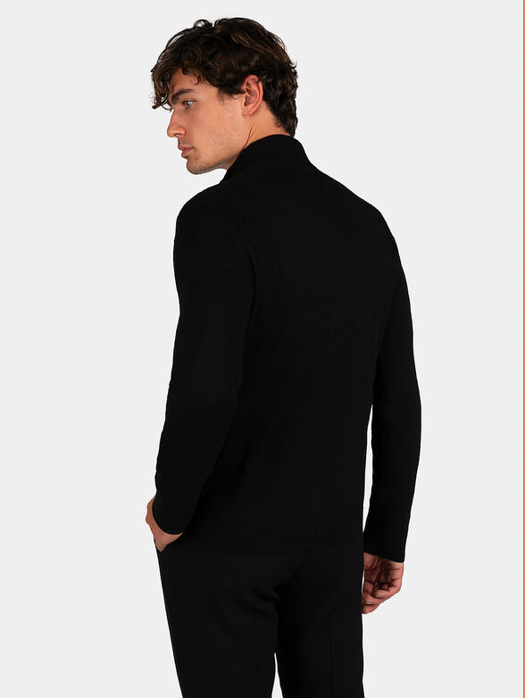 Black cardigan with zipper and logo embroidery - 3