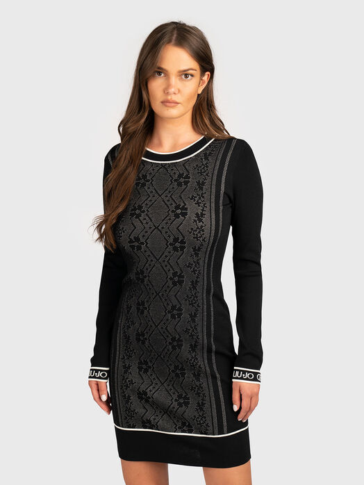 Dress with floral print and logo